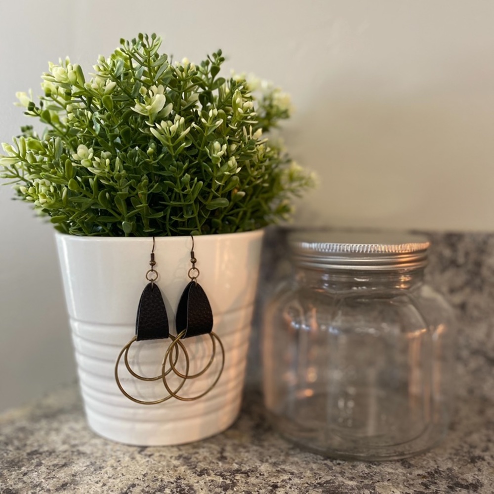Black and bronze earrings
